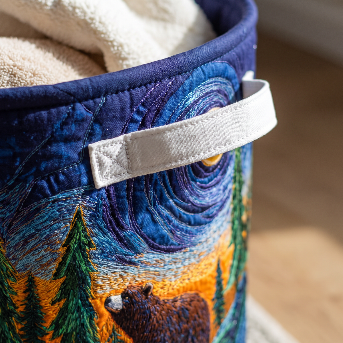 Quilted Laundry Basket - Dreamy Teddy Bear
