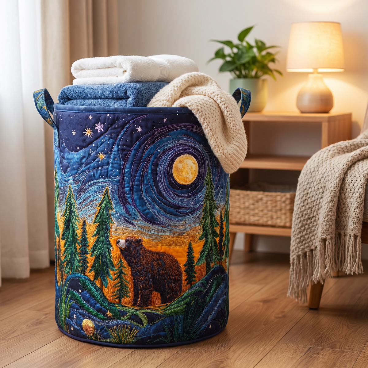 Quilted Laundry Basket - Dreamy Teddy Bear