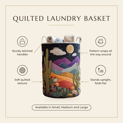 Quilted Laundry Basket - Dunes by Moonlight features infographic