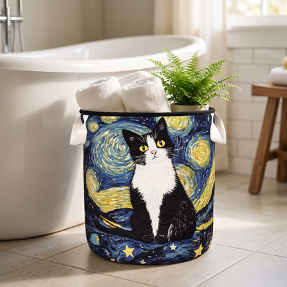 Quilted Laundry Basket - Elegant Feline