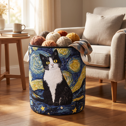 Quilted Laundry Basket - Elegant Feline