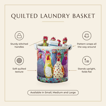 Quilted Laundry Basket - Fancy Hen features infographic