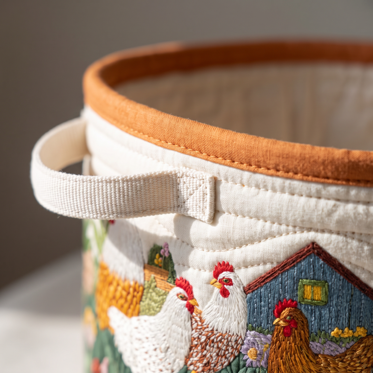 Quilted Laundry Basket - Farmhouse