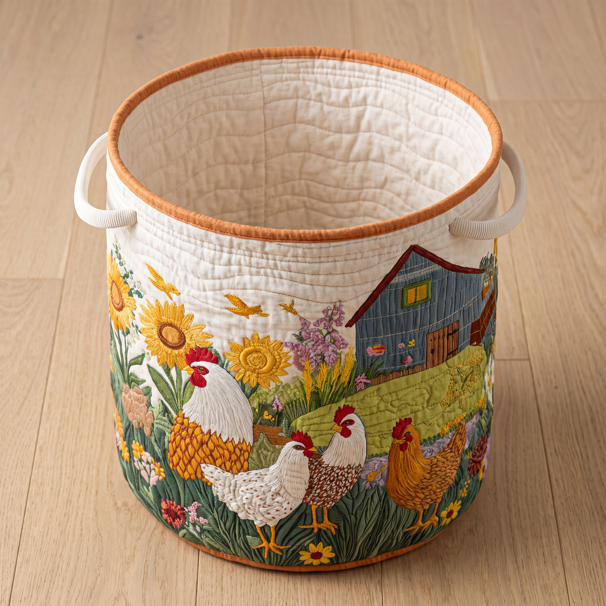 Quilted Laundry Basket - Farmhouse