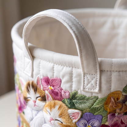 Quilted Laundry Basket - Feline Chaos