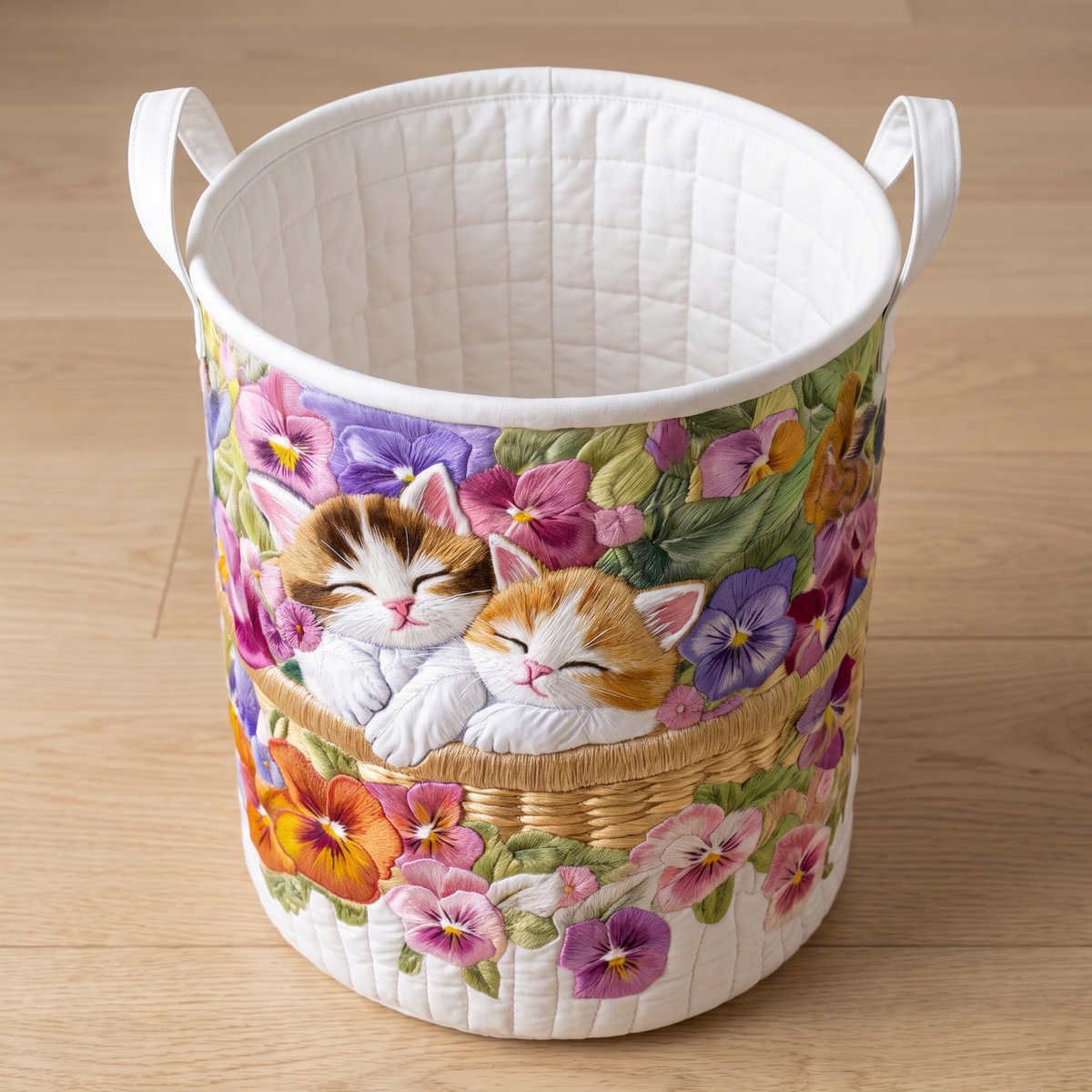 Quilted Laundry Basket - Feline Chaos