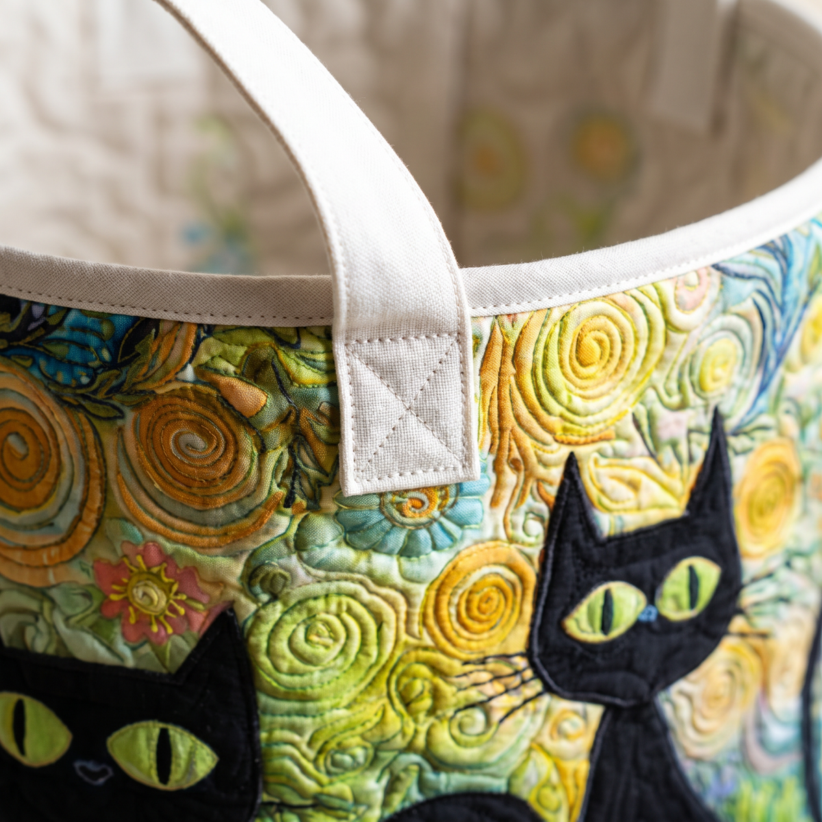 Quilted Laundry Basket - Feline Fiesta