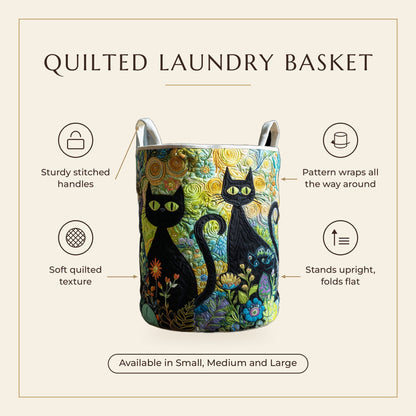 Quilted Laundry Basket - Feline Fiesta features infographic