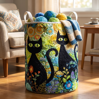 Quilted Laundry Basket - Feline Fiesta