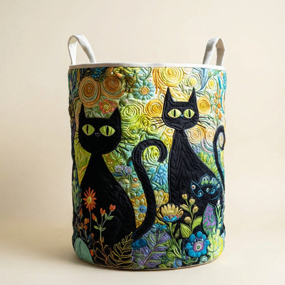 Quilted Laundry Basket - Feline Fiesta, studio photo