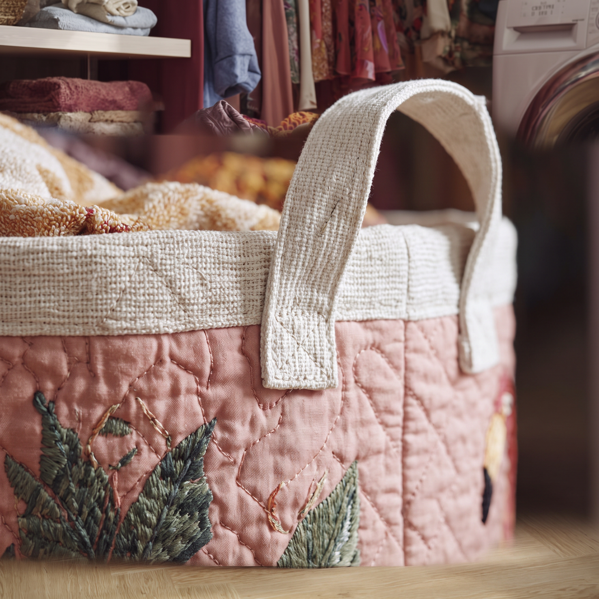 Quilted Laundry Basket - Flamingos in the Sun