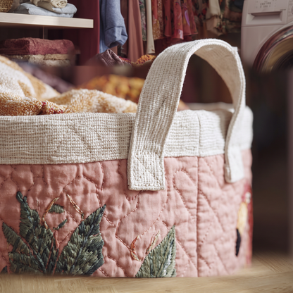 Quilted Laundry Basket - Flamingos in the Sun