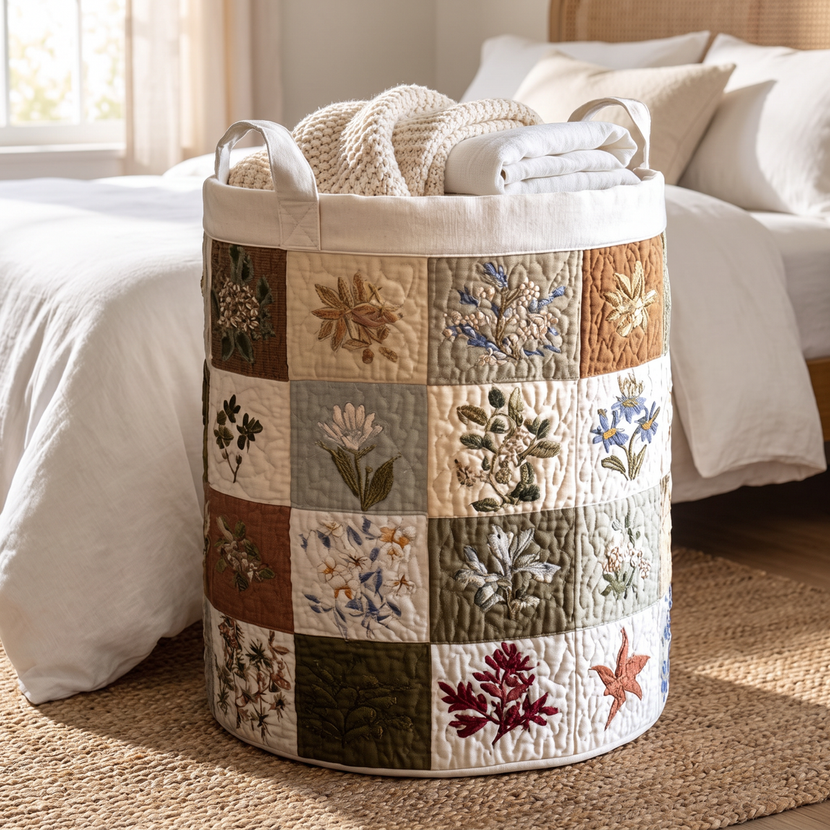 Quilted Laundry Basket - Floral Altar