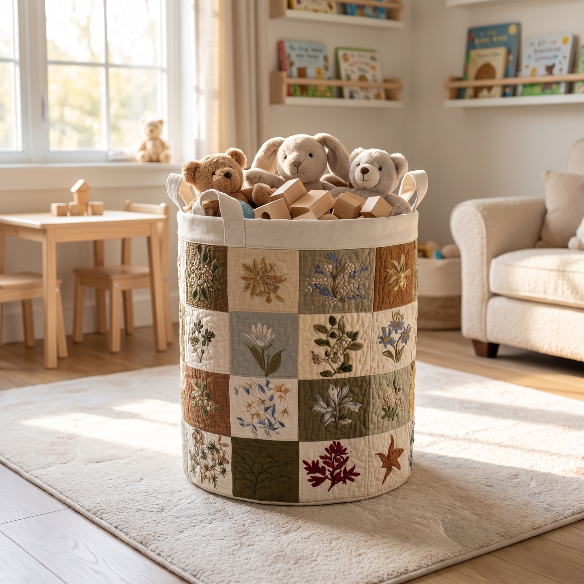 Quilted Laundry Basket - Floral Altar