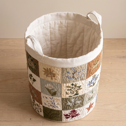 Quilted Laundry Basket - Floral Altar