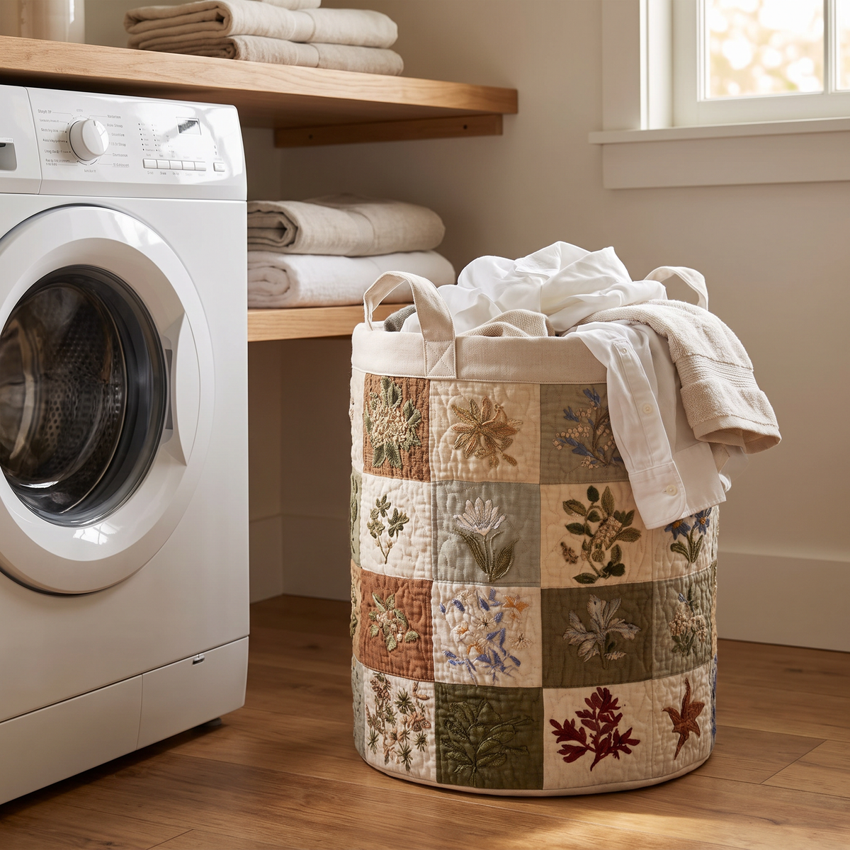 Quilted Laundry Basket - Floral Altar