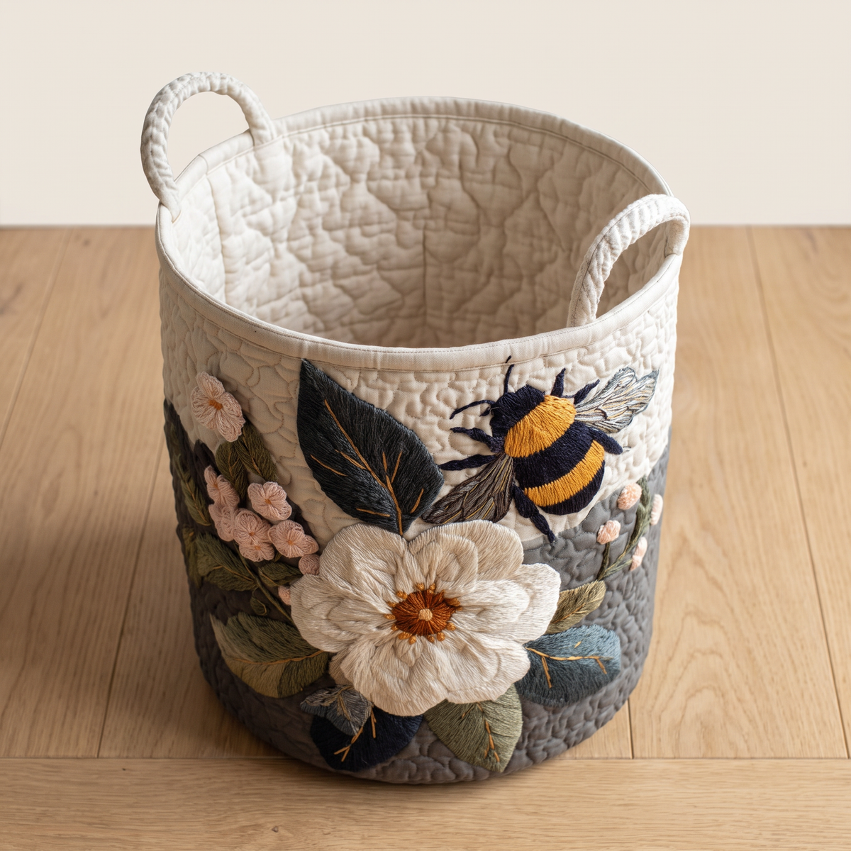 Quilted Laundry Basket - Floral Bee