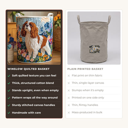 Quilted Laundry Basket - Floral compared with a plain printed basket