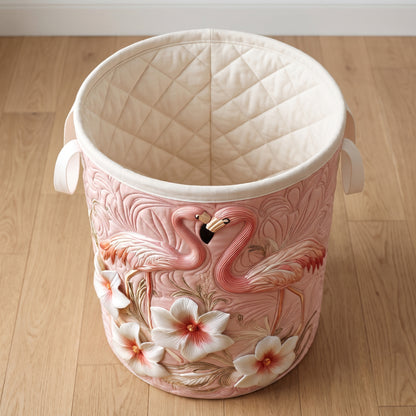 Quilted Laundry Basket - Floral Flamingo