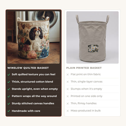 Quilted Laundry Basket - Floral Rider compared with a plain printed basket