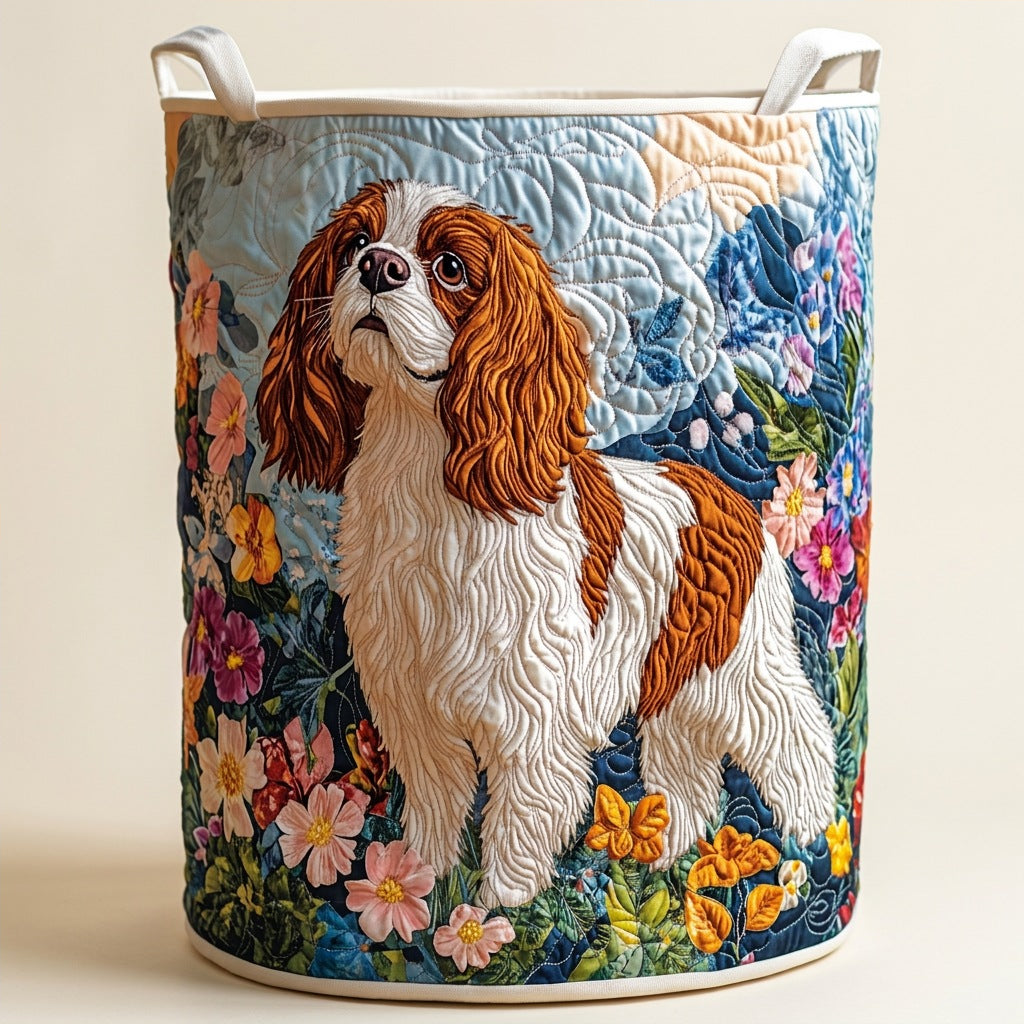 Quilted Laundry Basket - Floral, studio photo
