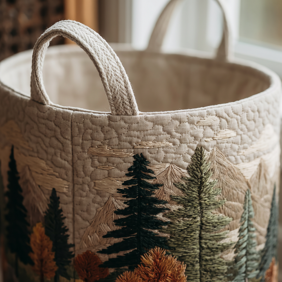 Quilted Laundry Basket - Forest