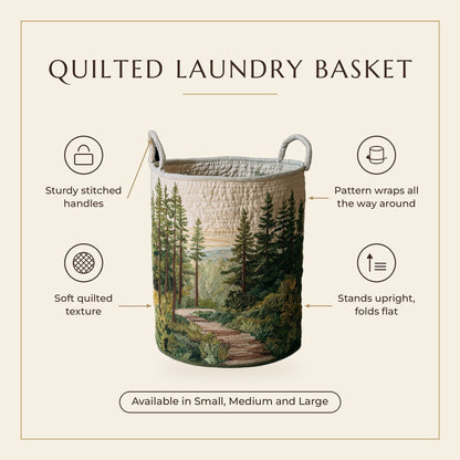 Quilted Laundry Basket - Forest Path features infographic