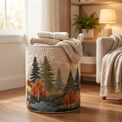 Quilted Laundry Basket - Forest