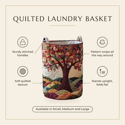 Quilted Laundry Basket - Forest Spirit II features infographic