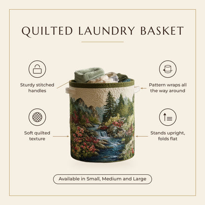 Quilted Laundry Basket - Forest Stream features infographic