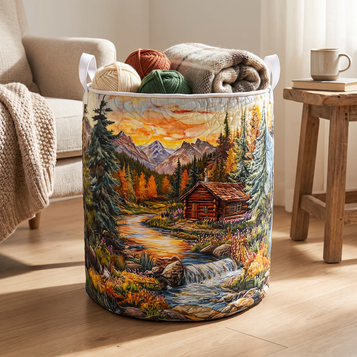 Quilted Laundry Basket - Forest Stroll