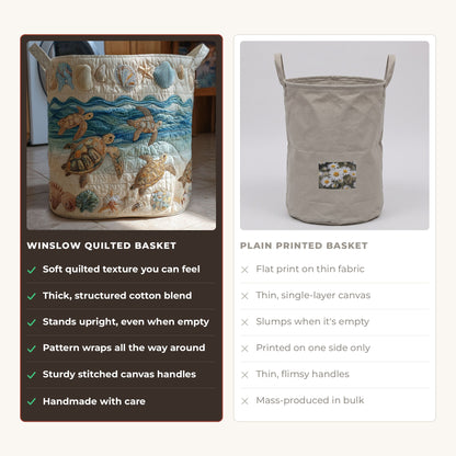 Quilted Laundry Basket - Free and Calm compared with a plain printed basket