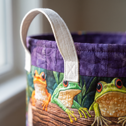 Quilted Laundry Basket - Frog Family