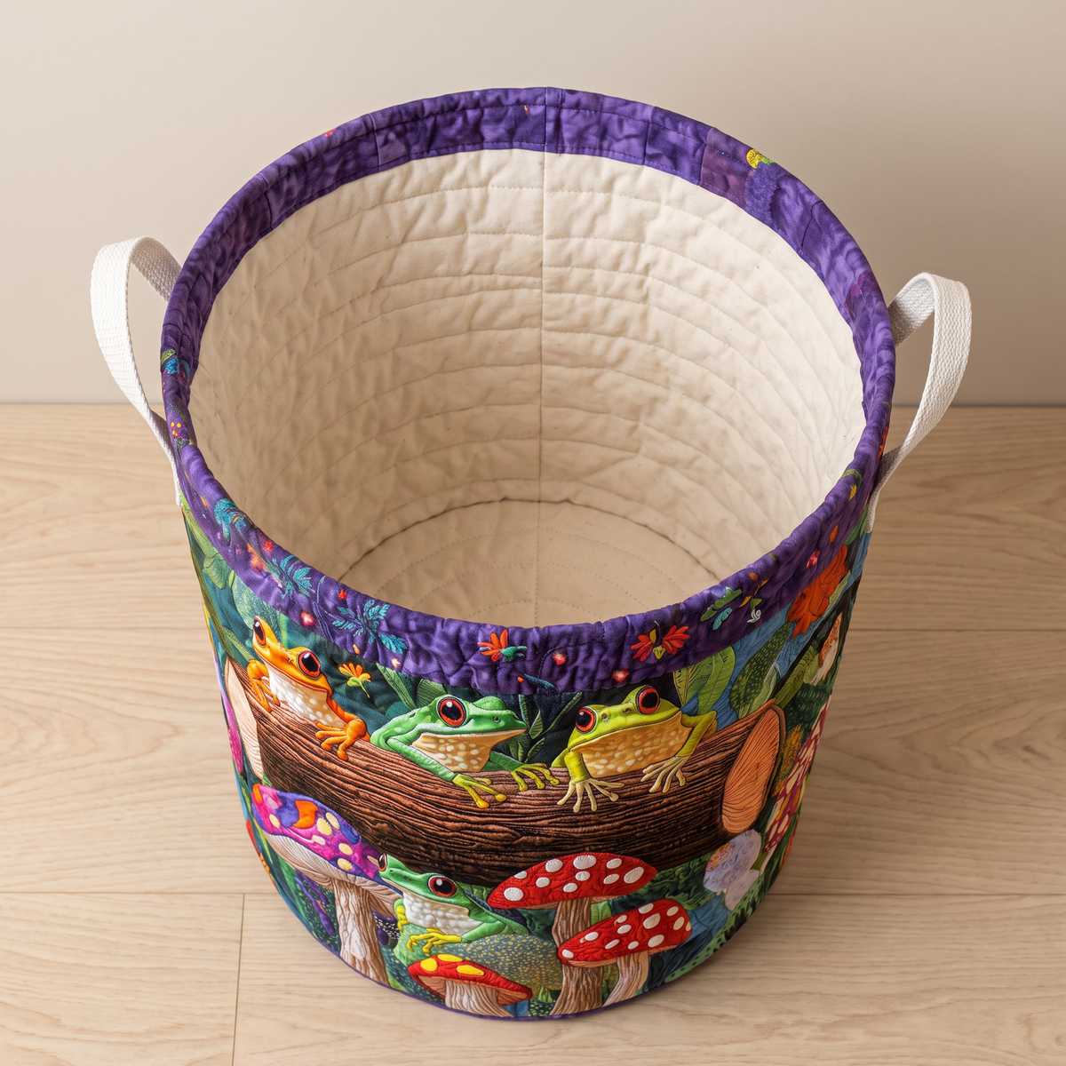 Quilted Laundry Basket - Frog Family