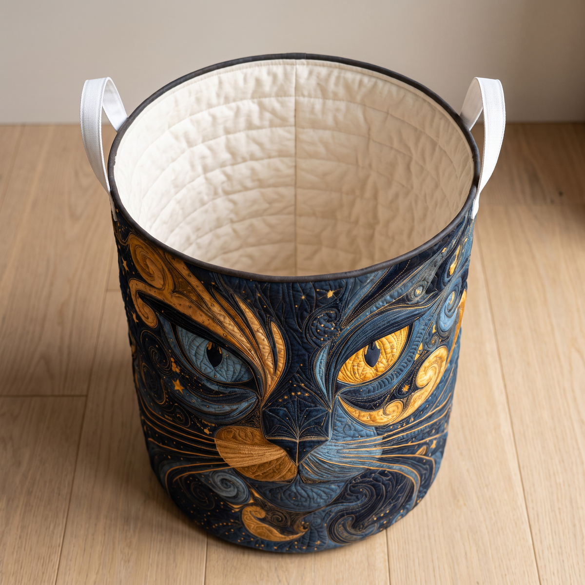 Quilted Laundry Basket - Galactic Cat