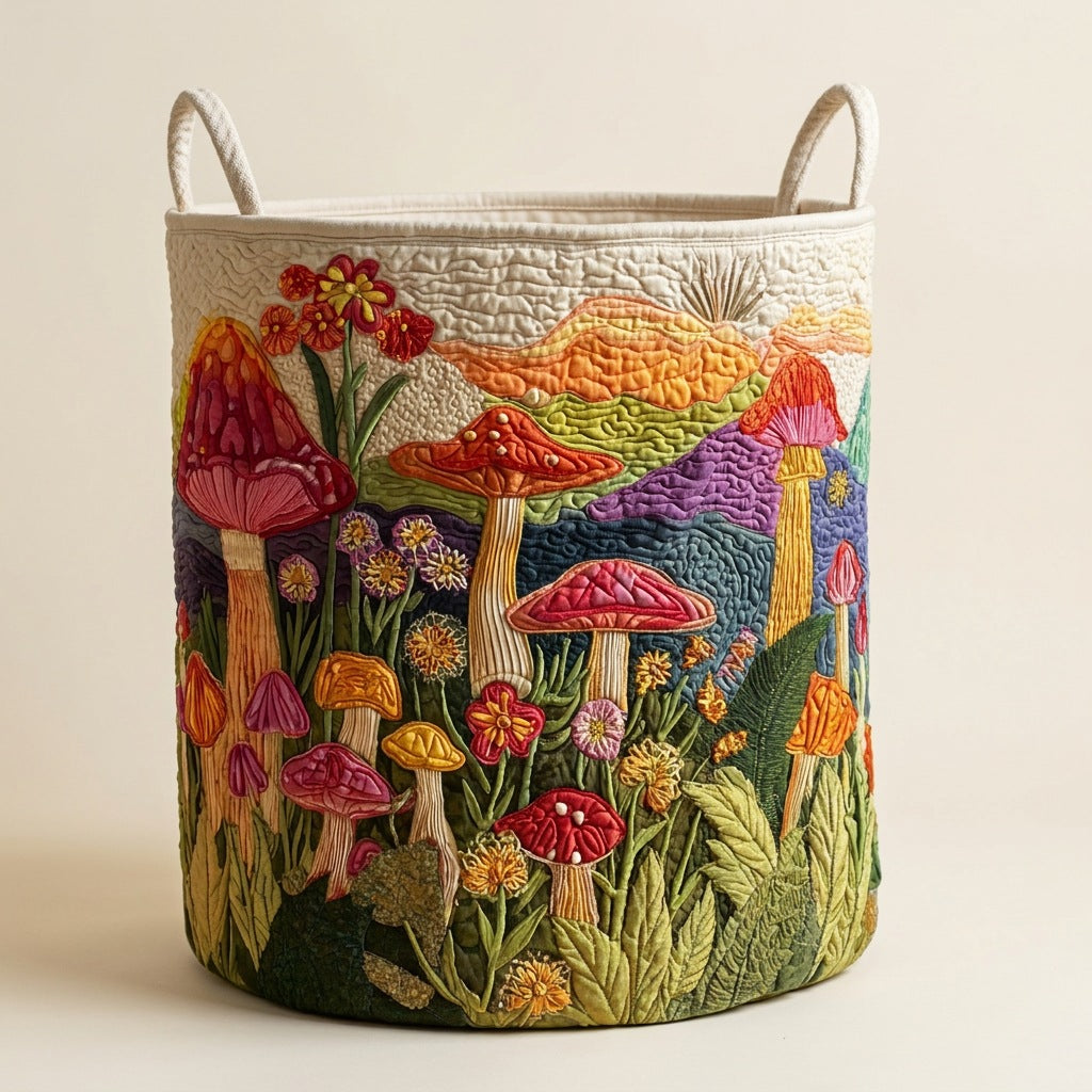 Quilted Laundry Basket - Garden at Dawn, studio photo