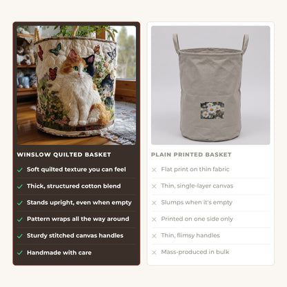 Quilted Laundry Basket - Garden Muse compared with a plain printed basket