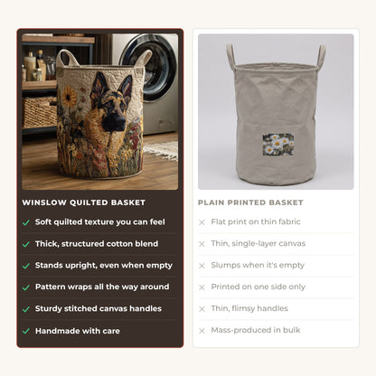 Quilted Laundry Basket - German Shepherd II compared with a plain printed basket