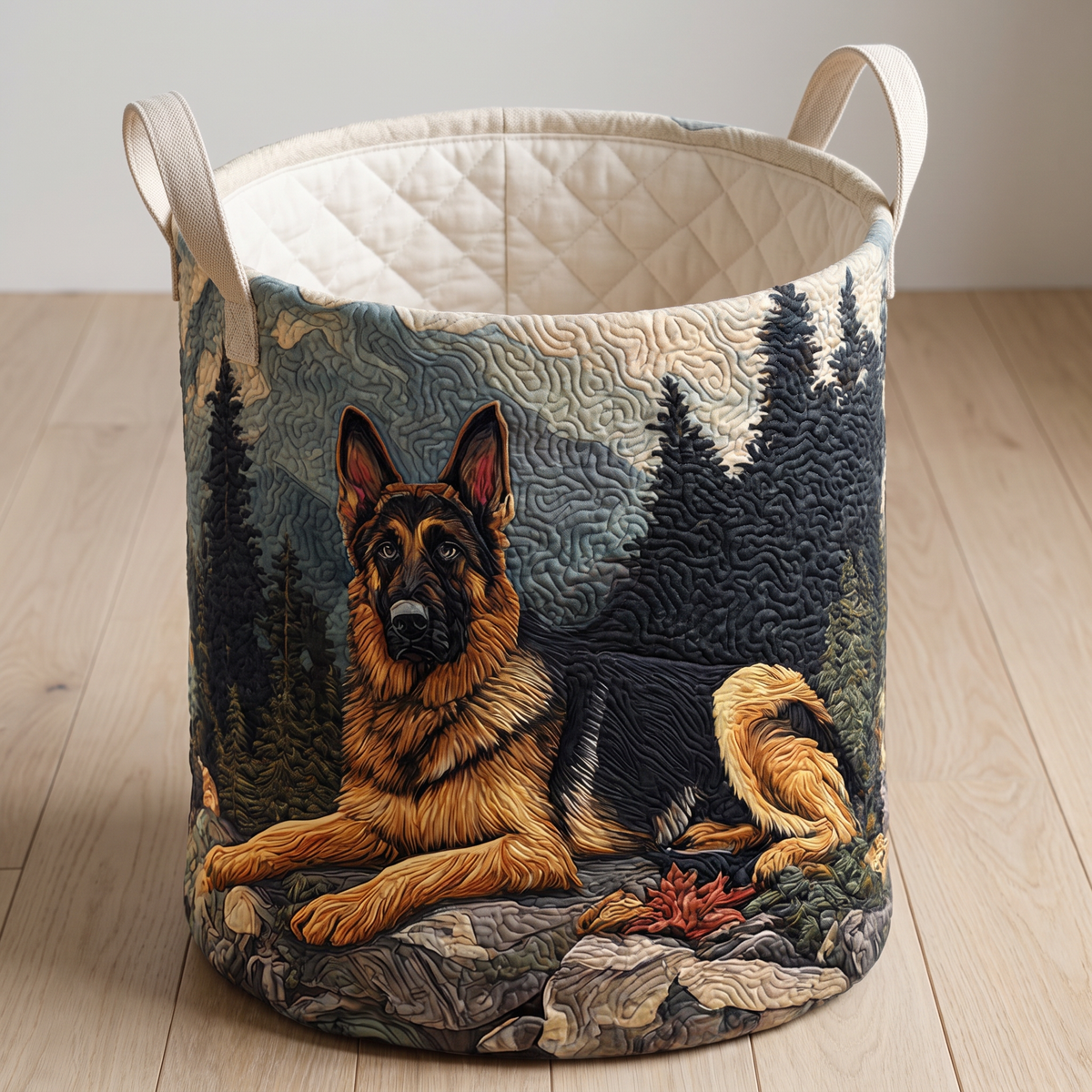 Quilted Laundry Basket - German Shepherd