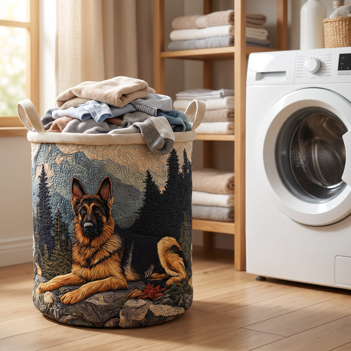 Quilted Laundry Basket - German Shepherd