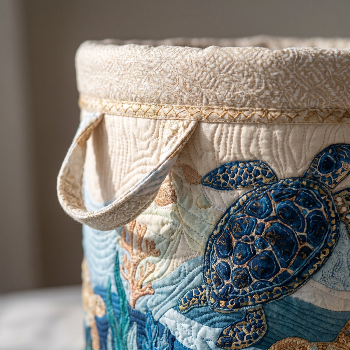 Quilted Laundry Basket - Glossy Shells