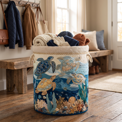 Quilted Laundry Basket - Glossy Shells
