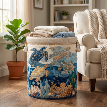 Quilted Laundry Basket - Glossy Shells