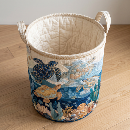 Quilted Laundry Basket - Glossy Shells