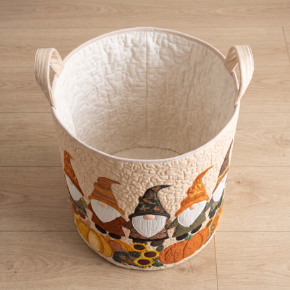 Quilted Laundry Basket - Gnome in the Pumpkin Patch