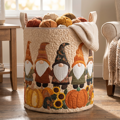Quilted Laundry Basket - Gnome in the Pumpkin Patch