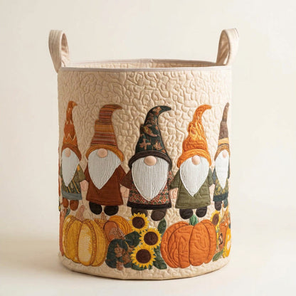 Quilted Laundry Basket - Gnome in the Pumpkin Patch, studio photo