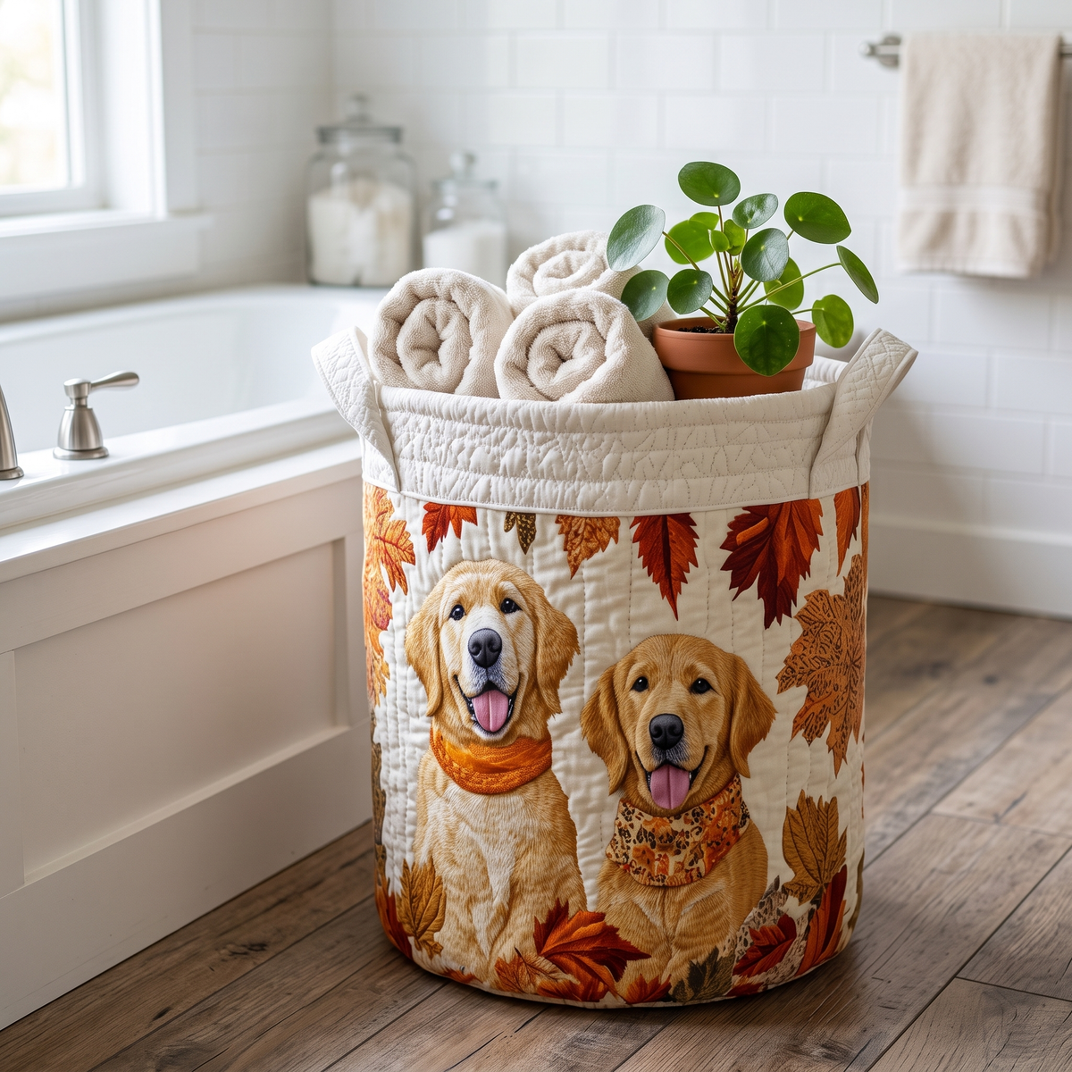 Quilted Laundry Basket - Golden Days