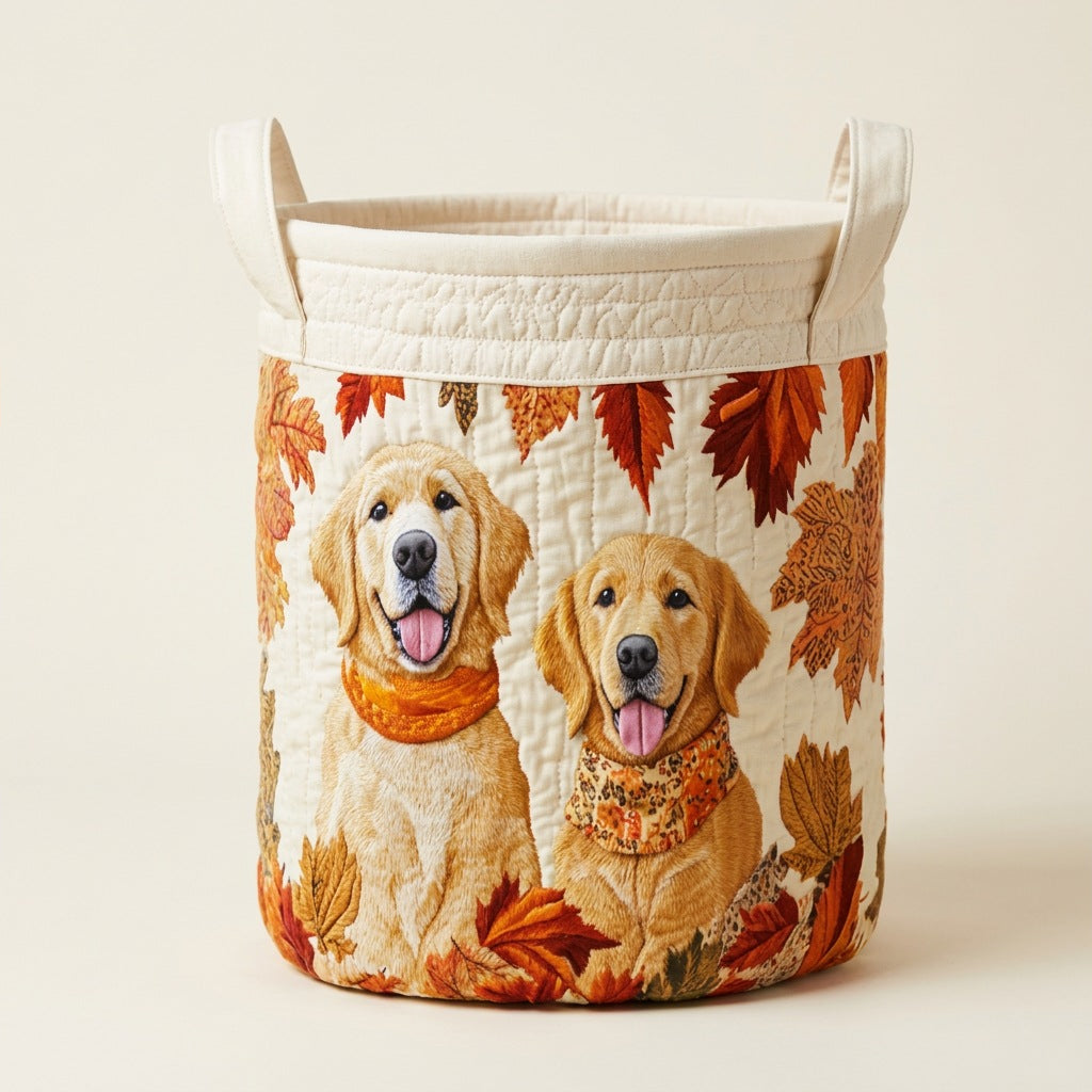 Quilted Laundry Basket - Golden Days, studio photo