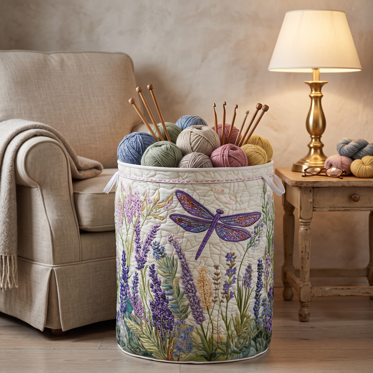 Quilted Laundry Basket - Golden Dragonfly